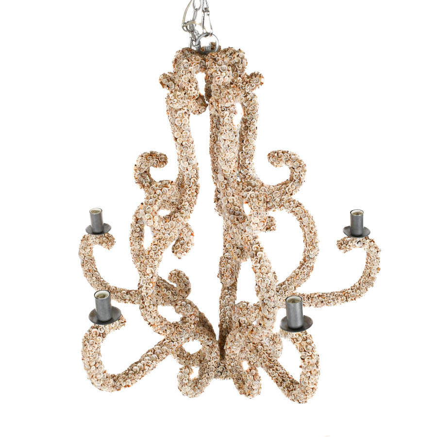 Carved Seashell Octopus Design Hanging Chandelier-3