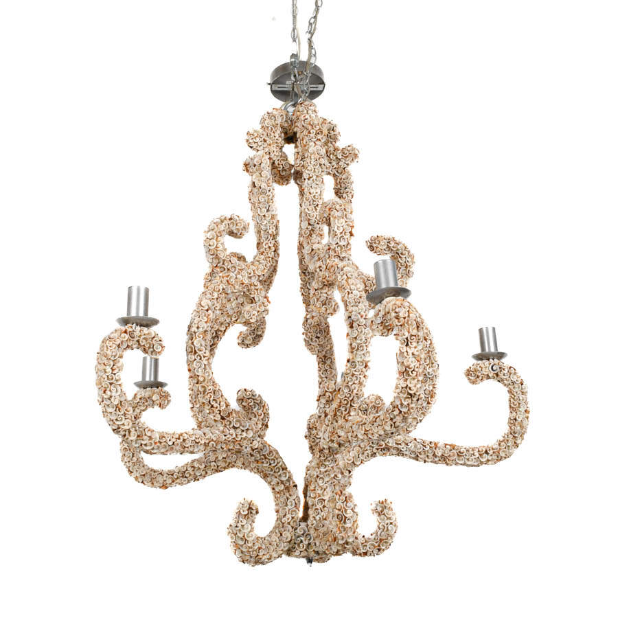 Carved Seashell Octopus Design Hanging Chandelier-2