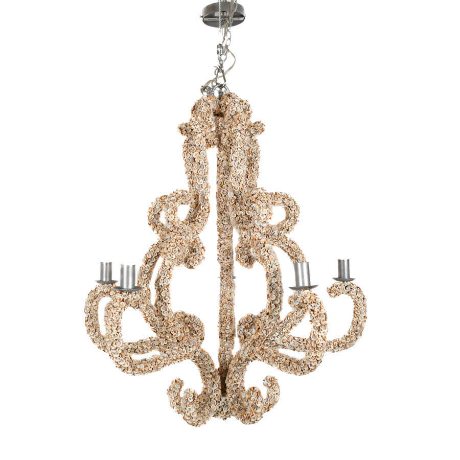 Carved Seashell Octopus Design Hanging Chandelier-1