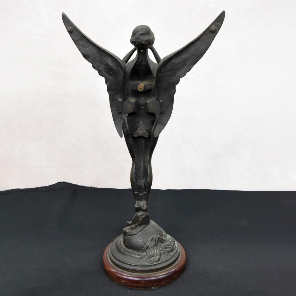 Antique Art Deco Bronze Angel Blowing the Horn Figure-3