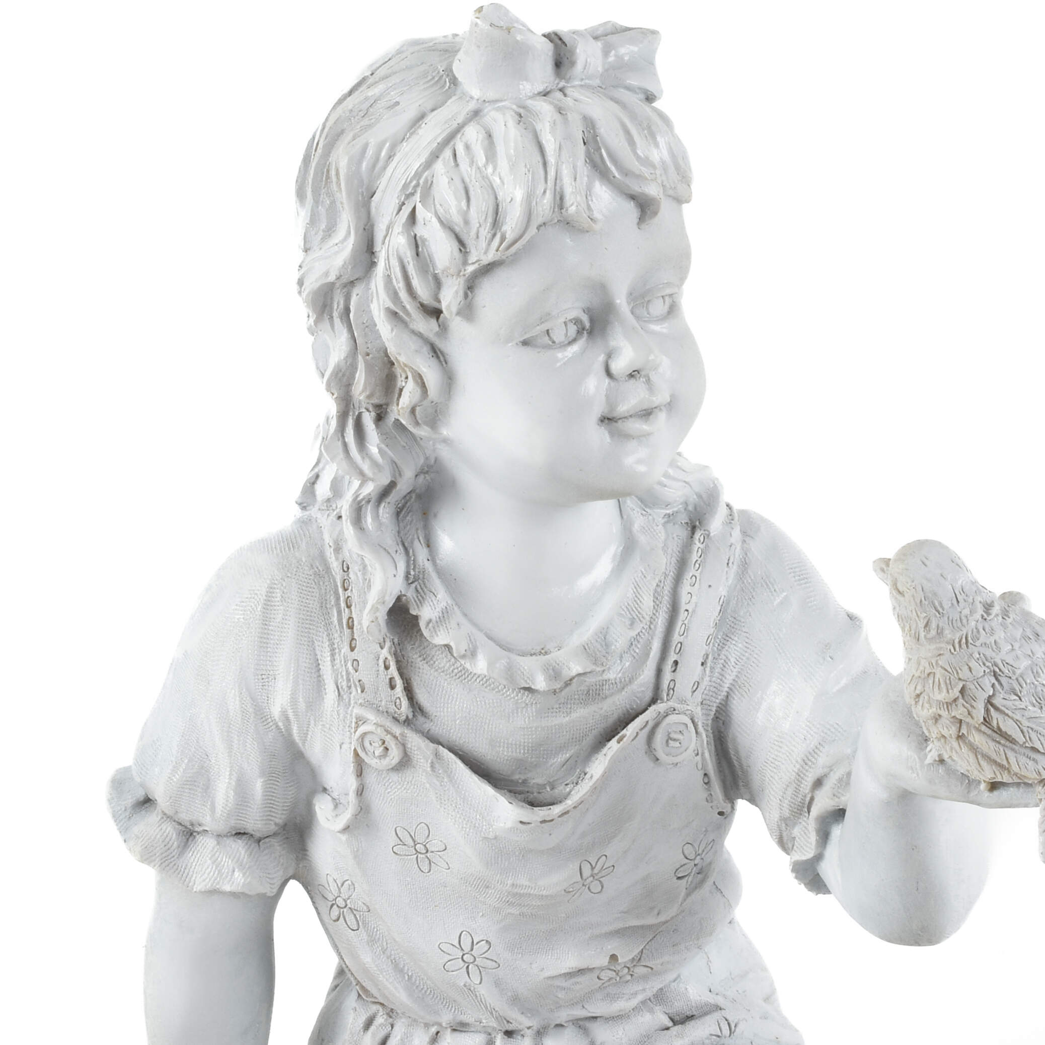 White Resin Seated Girl Garden Statue-6