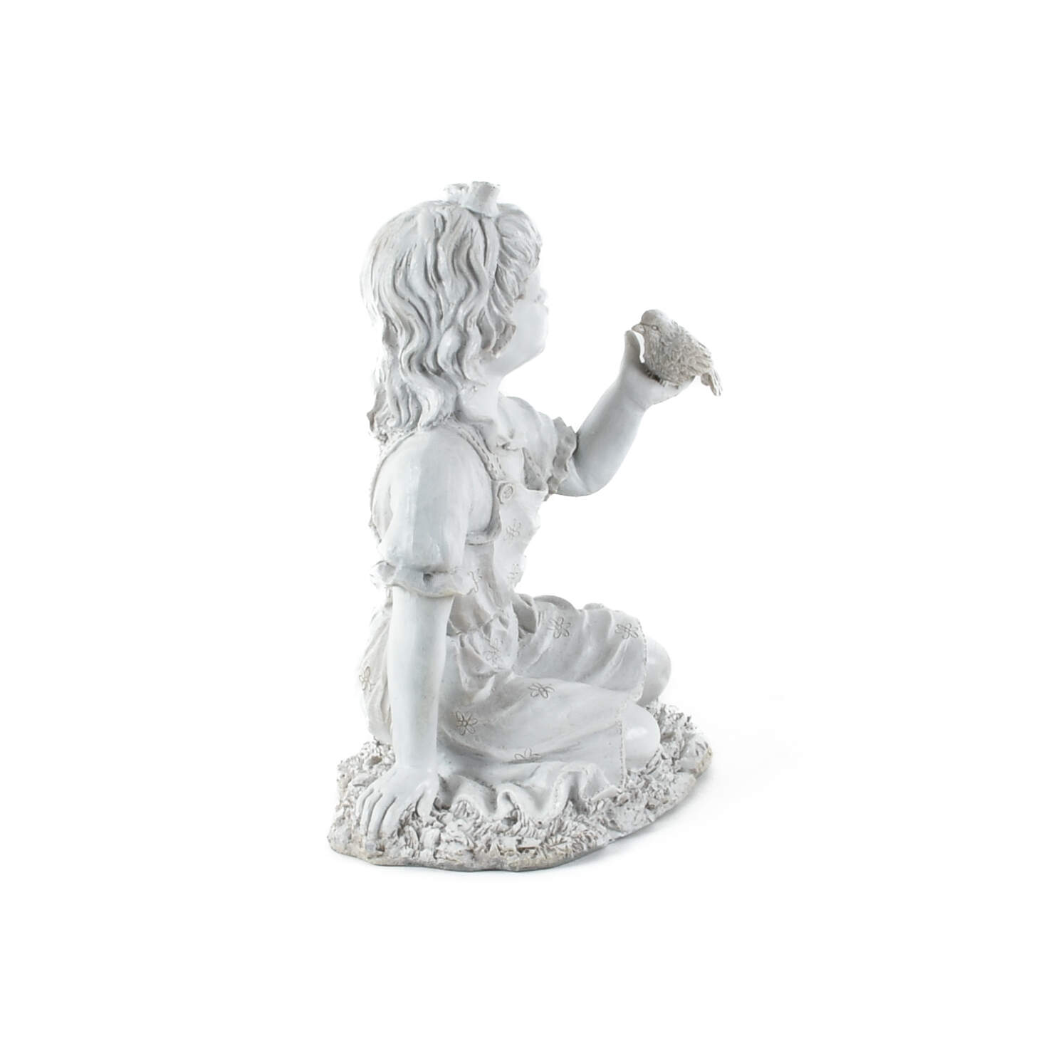 White Resin Seated Girl Garden Statue-4