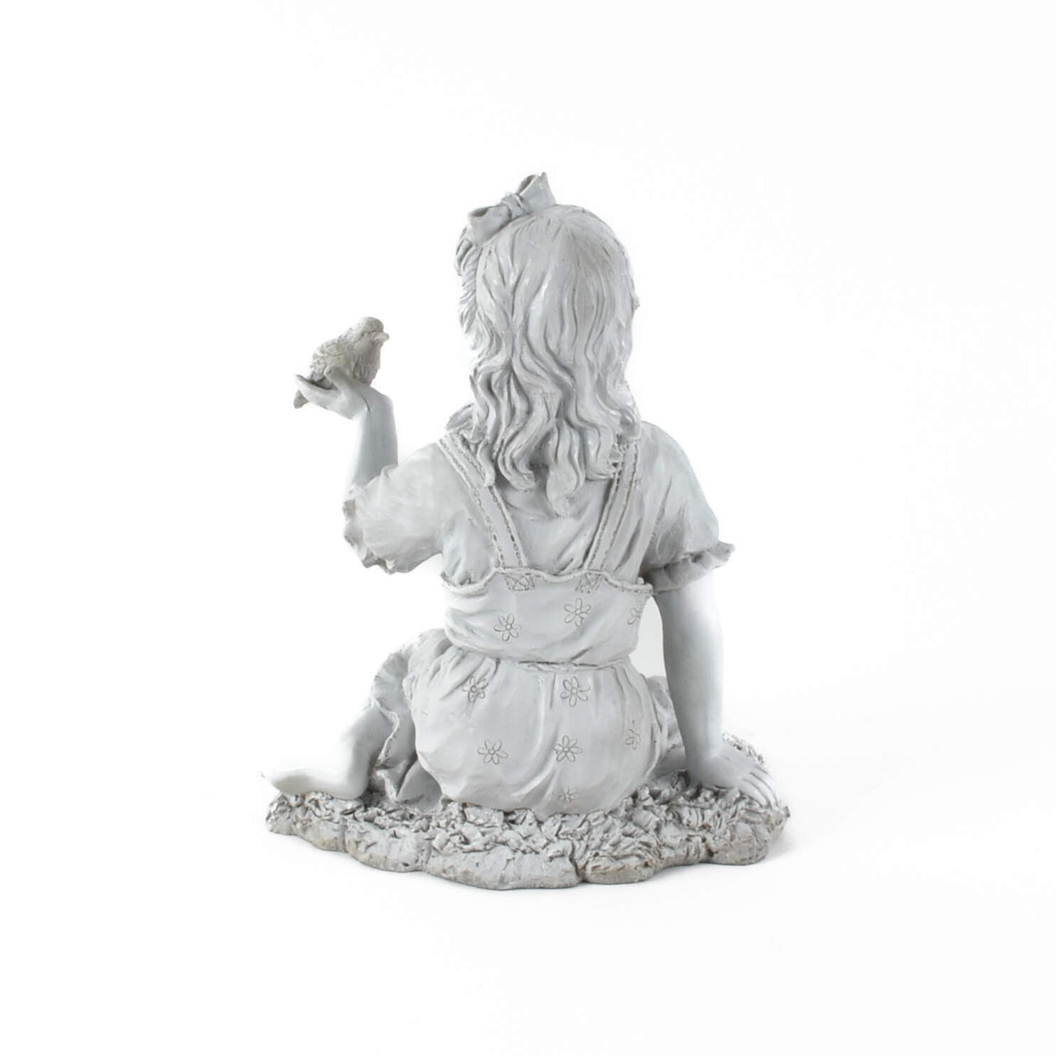 White Resin Seated Girl Garden Statue-3