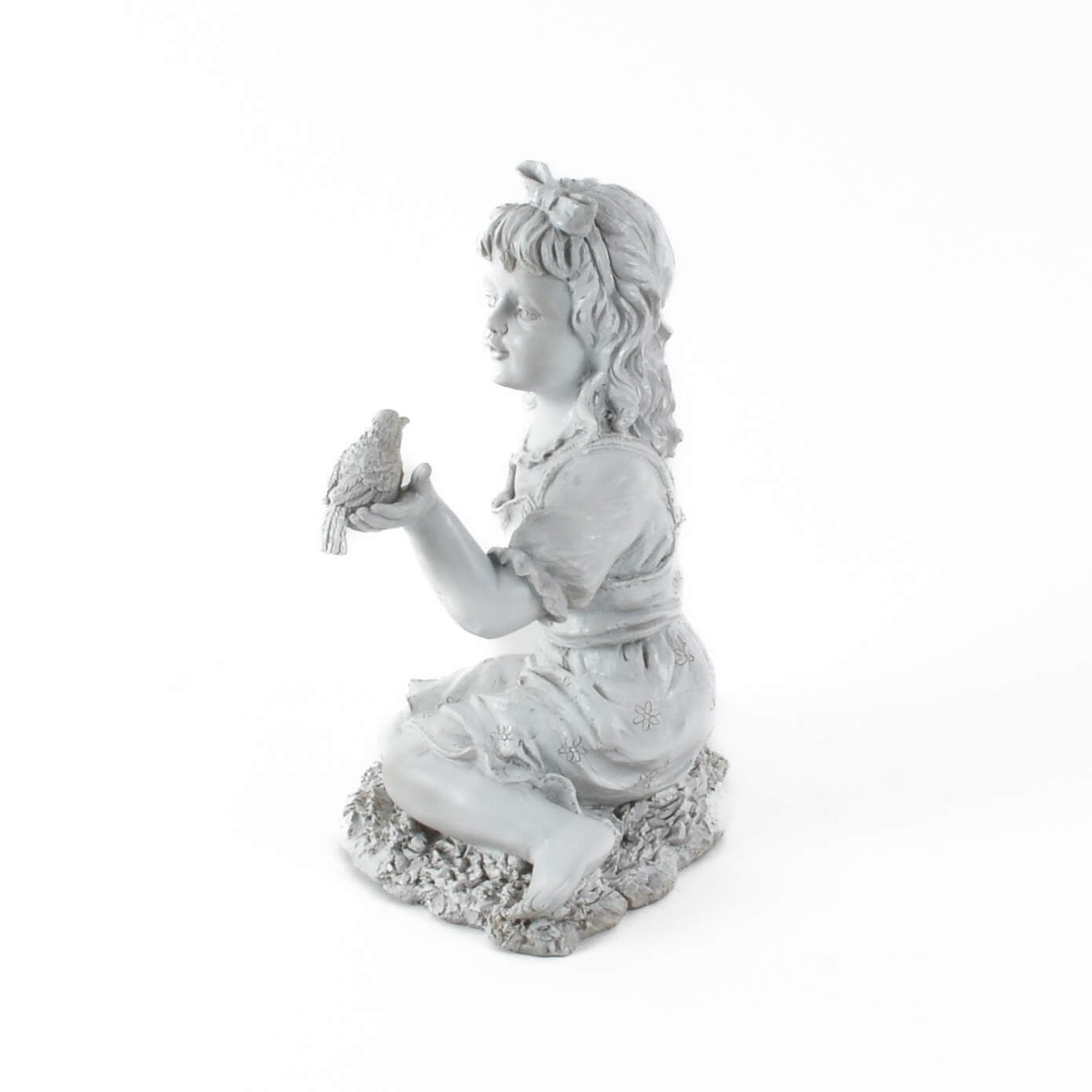 White Resin Seated Girl Garden Statue-2