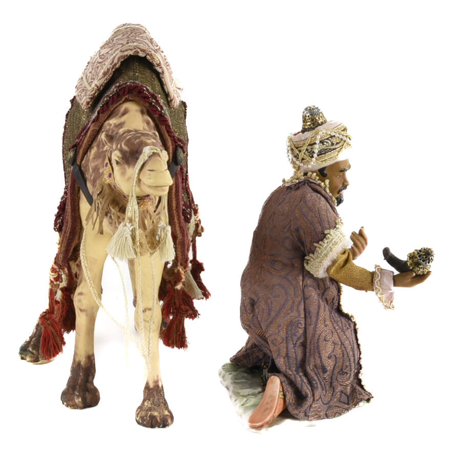 Large Porcelain Magi and Camel Figures-4
