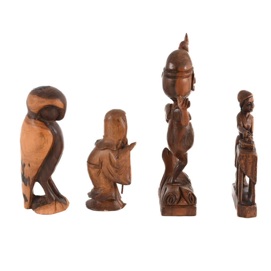 4-Piece Group of Carved Wood Figures-4