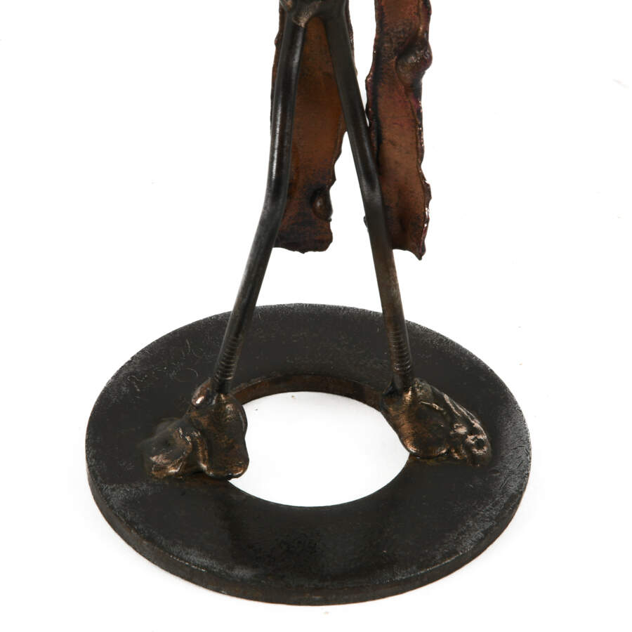 Signed Recycled Nuts and Bolts Saxophonist in Coat Tails Statuette-8