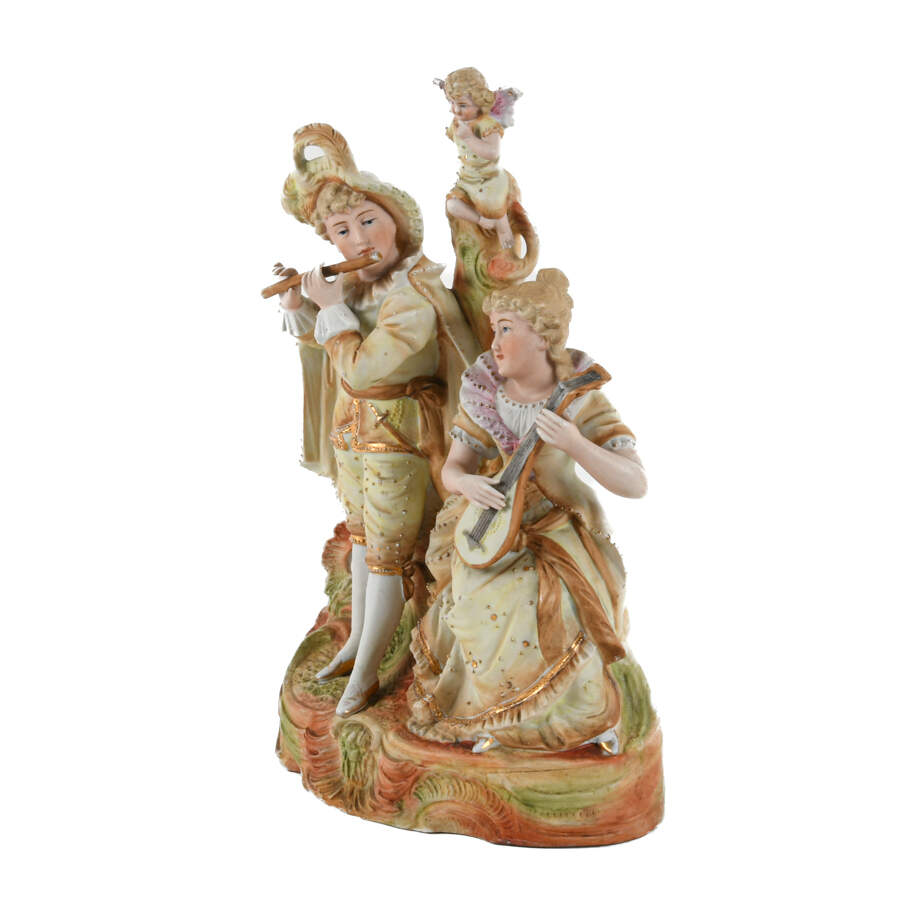 Antique German Bisque Musicians Figural Grouping-2