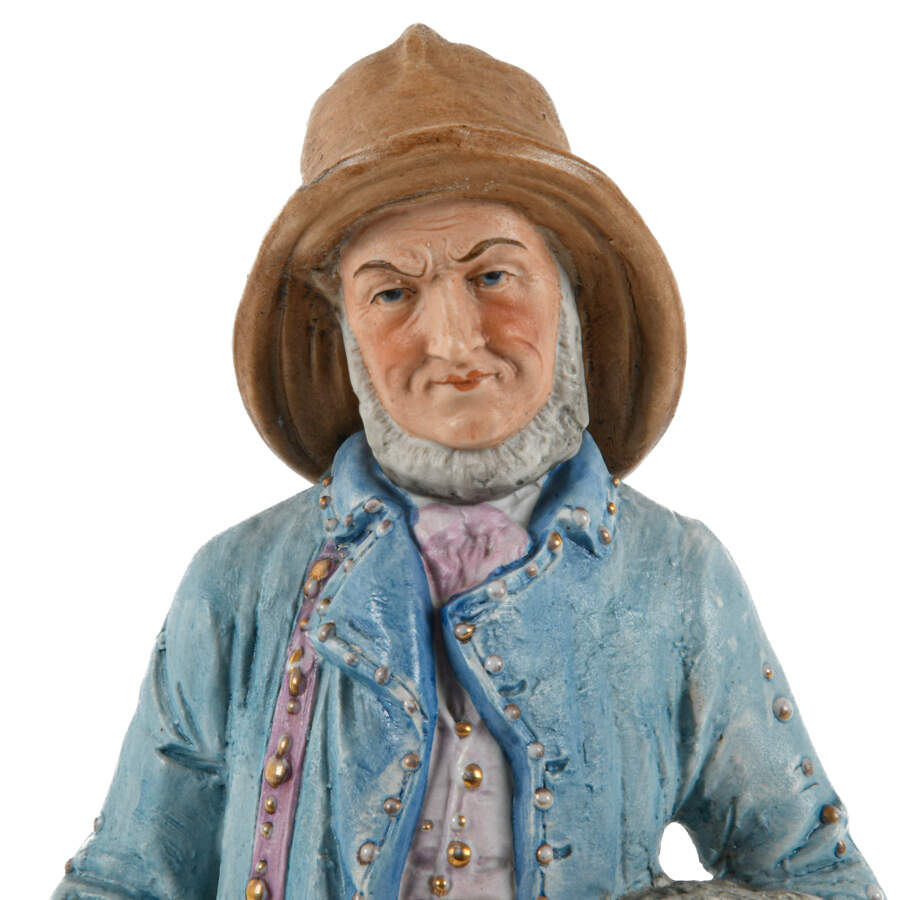 Antique Continental Bisque Fisherman Statue-2