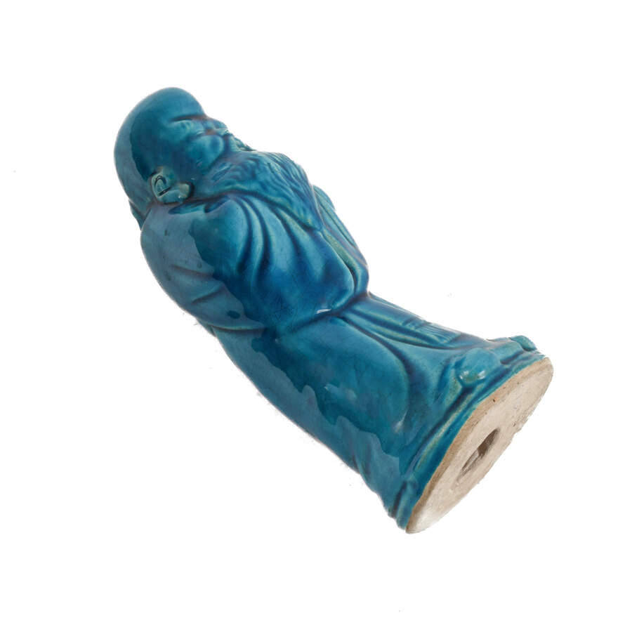 Chinese Porcelain Blue Glazed Buddha Statue-2