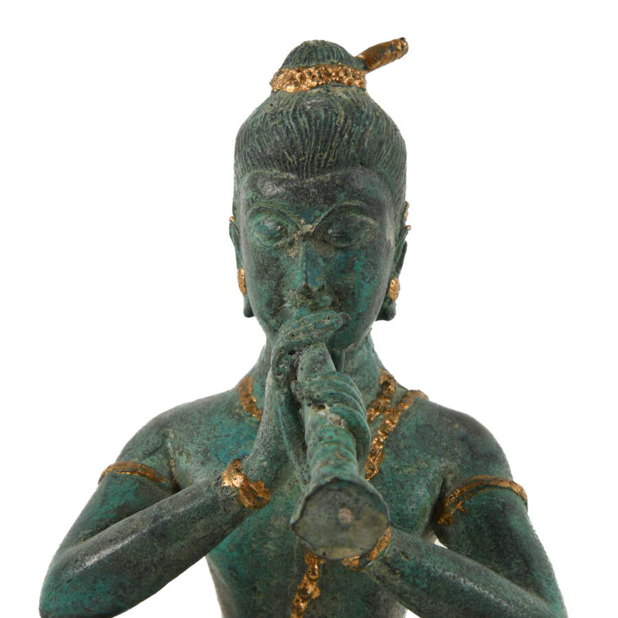 Thai Gilded Bronze Statue of a Horn Player-2