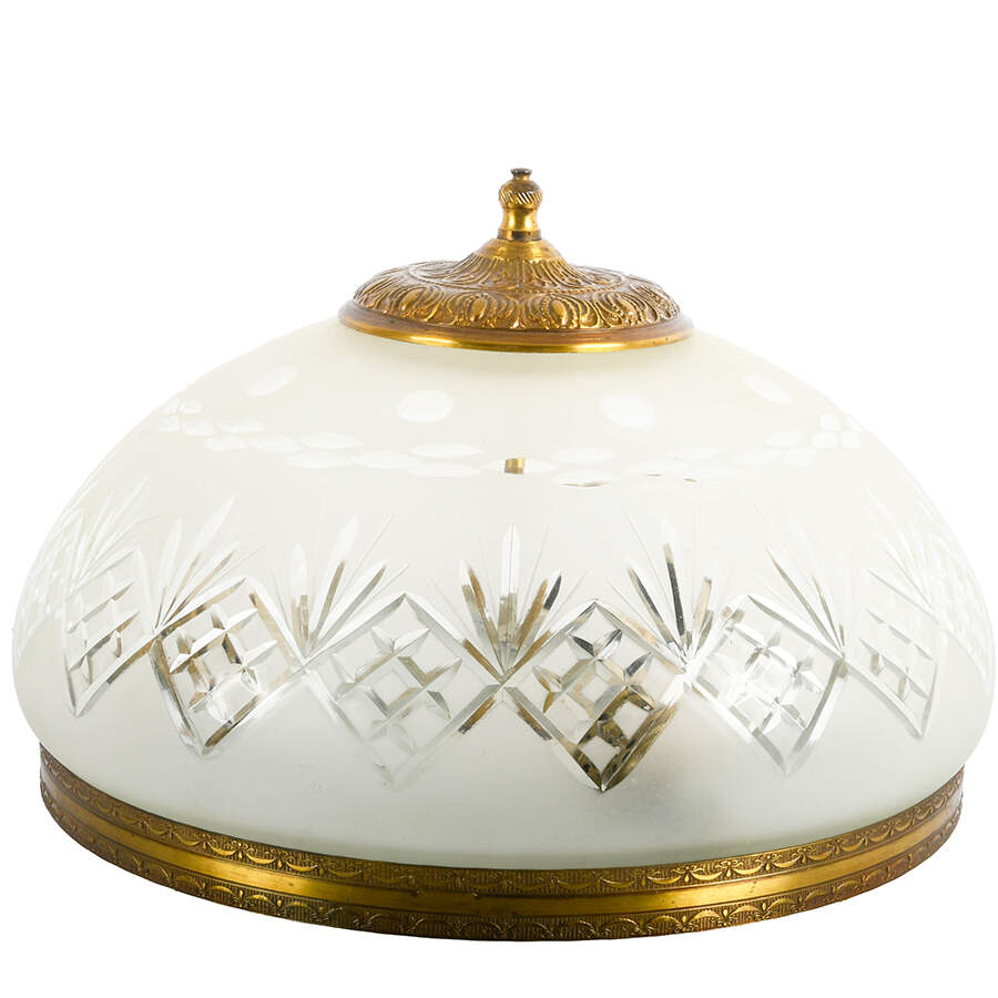 Etched Crystal and Brass Ceiling Light Mount-2
