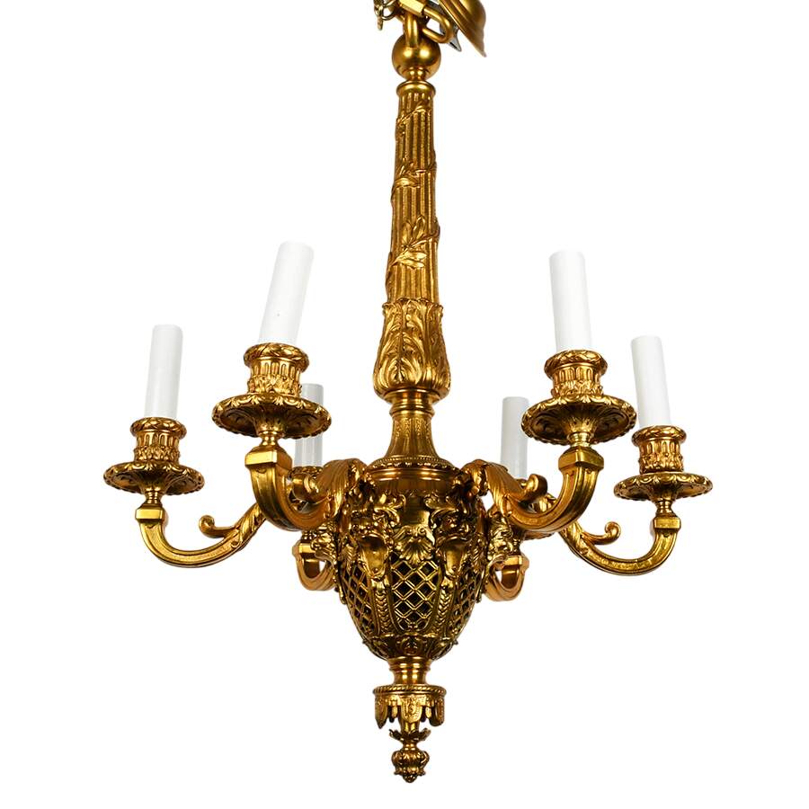 Louis XV-Style Six Arm Gilt Bronze Chandelier-6