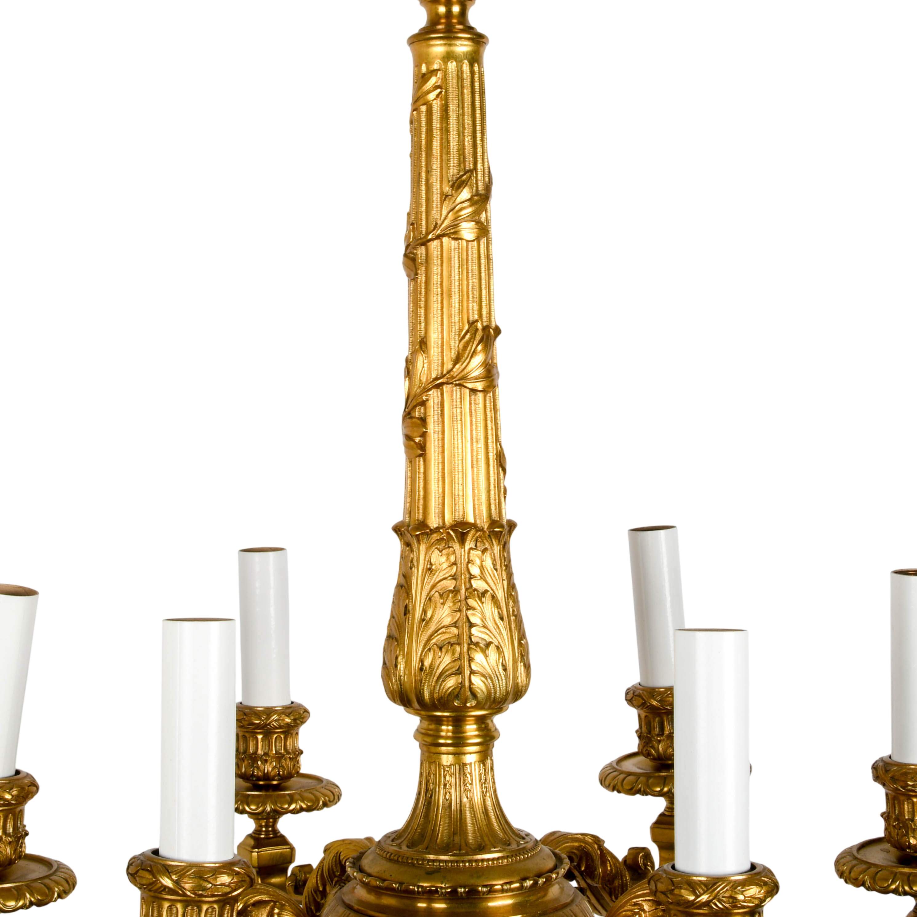 Louis XV-Style Six Arm Gilt Bronze Chandelier-4