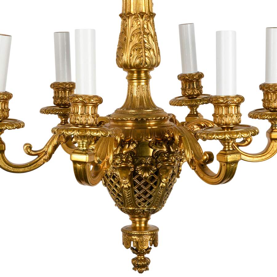 Louis XV-Style Six Arm Gilt Bronze Chandelier-3