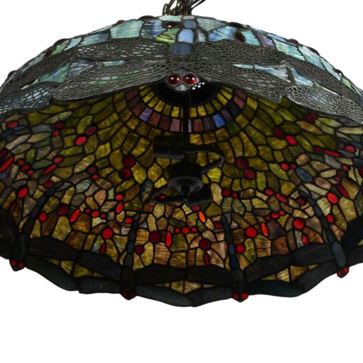 Floral and Butterfly Stained-Glass Chandelier-6