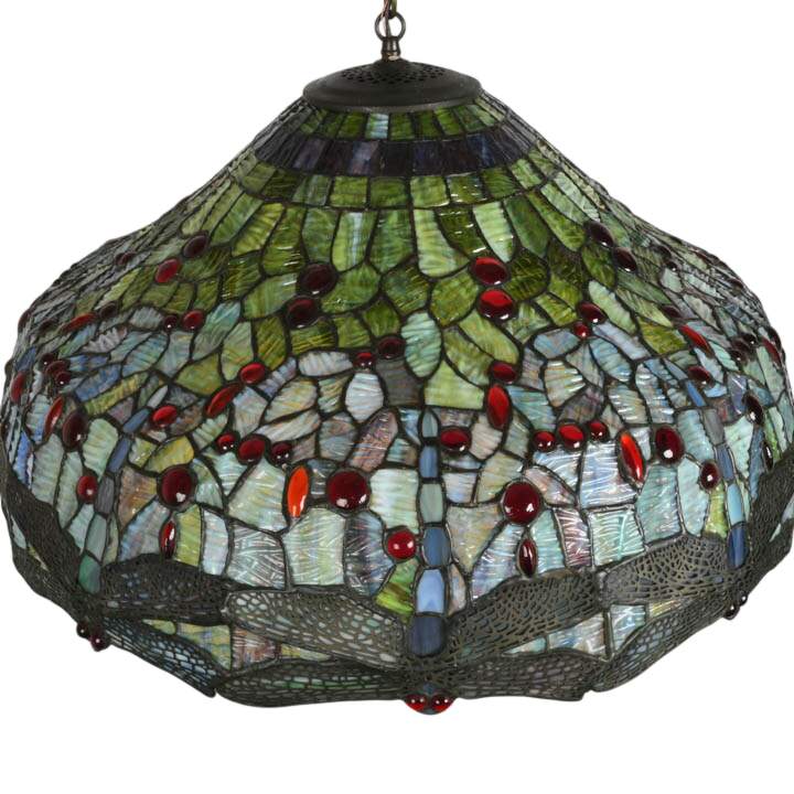 Floral and Butterfly Stained-Glass Chandelier-5