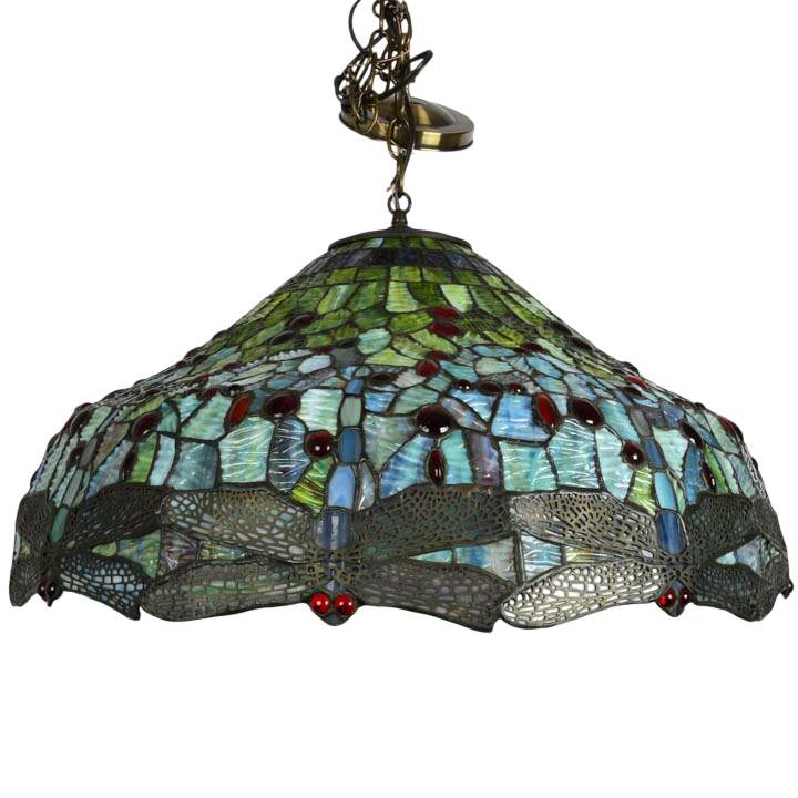 Floral and Butterfly Stained-Glass Chandelier-2