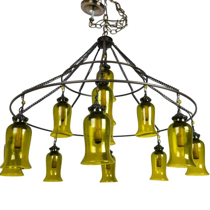 Spanish-Style Rustic Glass Hanging Chandelier-4