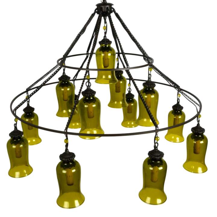 Spanish-Style Rustic Glass Hanging Chandelier-3
