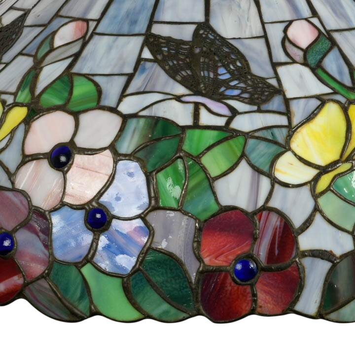 Floral and Butterfly Stained-Glass Pendant Light-3