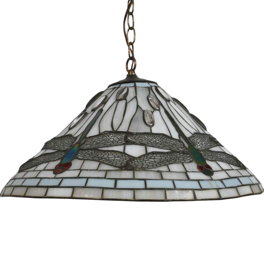 Tiffany-Style Stained-Glass Dragonfly Pendant Light-4