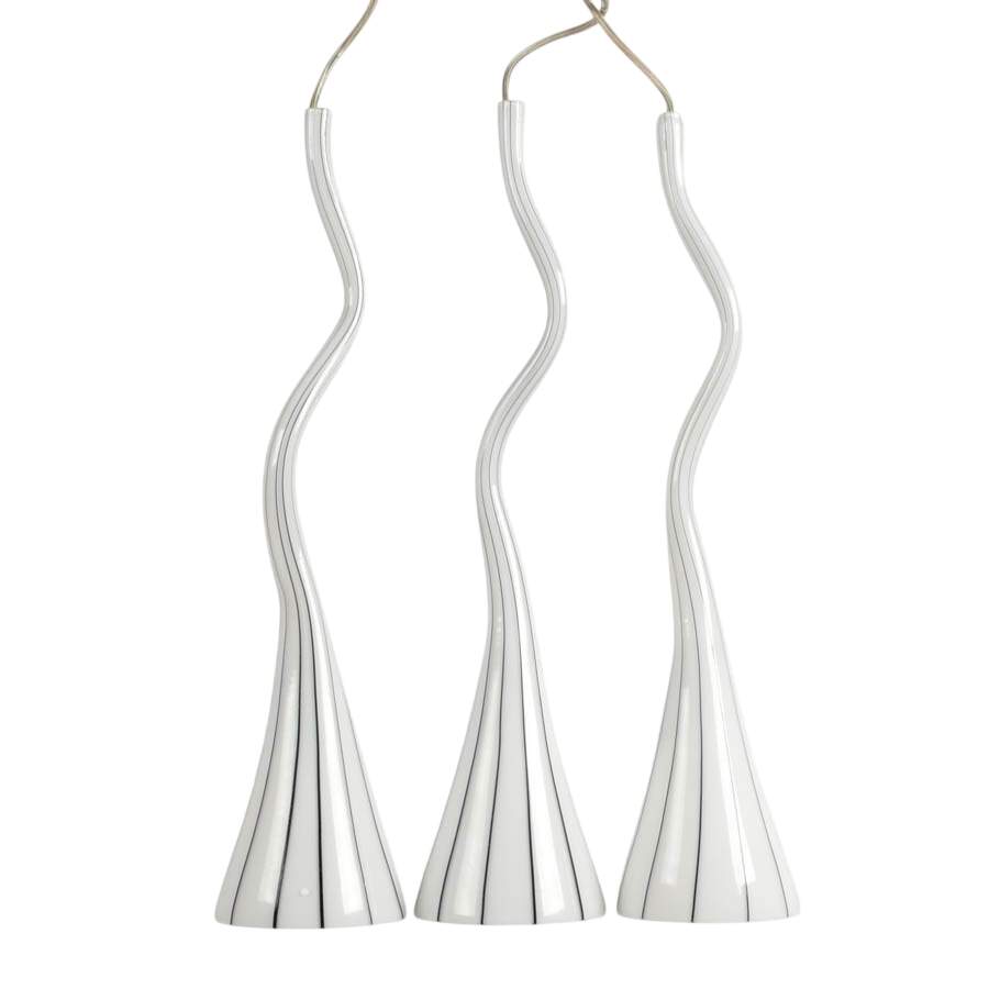 Striped Glass Pendant Chrome Lighting Fixture-2