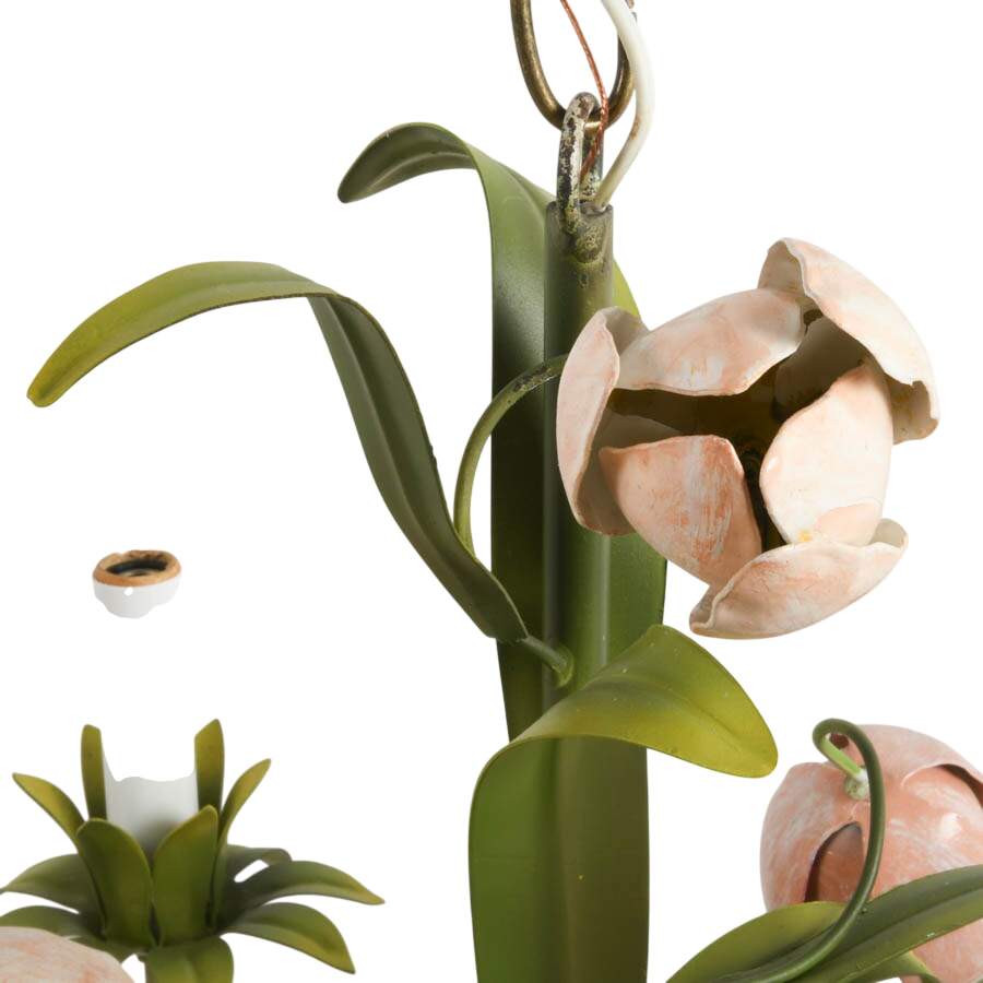 Italian Floral Tole Hanging Pendant Light-5