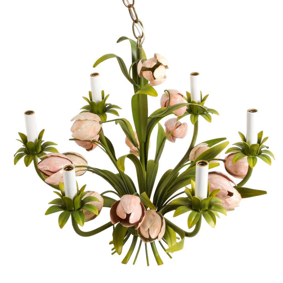 Italian Floral Tole Hanging Pendant Light-2