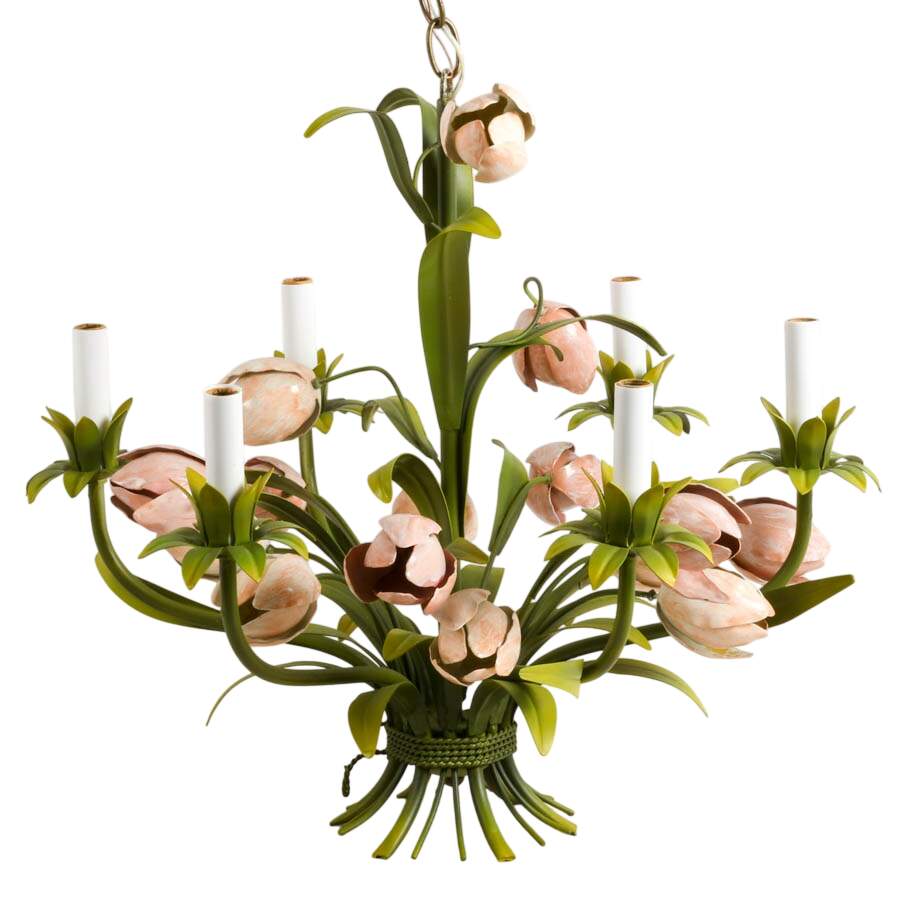 Italian Floral Tole Hanging Pendant Light-1