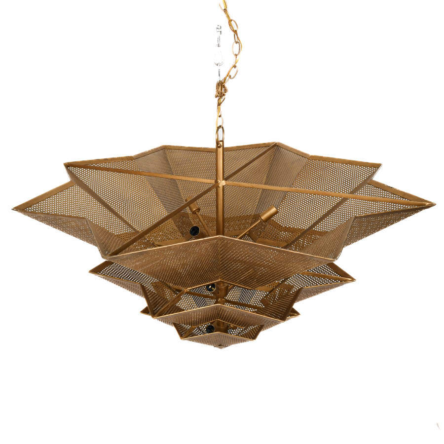 Currey & Co. Geometric Gilt Hanway Chandelier-6