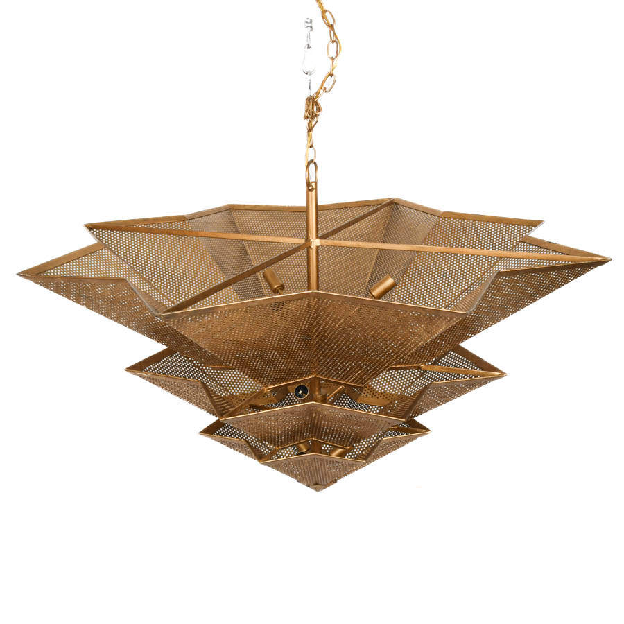 Currey & Co. Geometric Gilt Hanway Chandelier-4