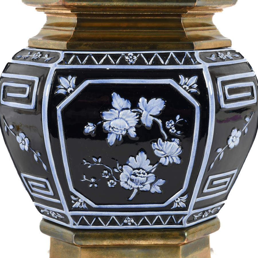 Pair of Chinese Blue Glazed Table Lamps-6
