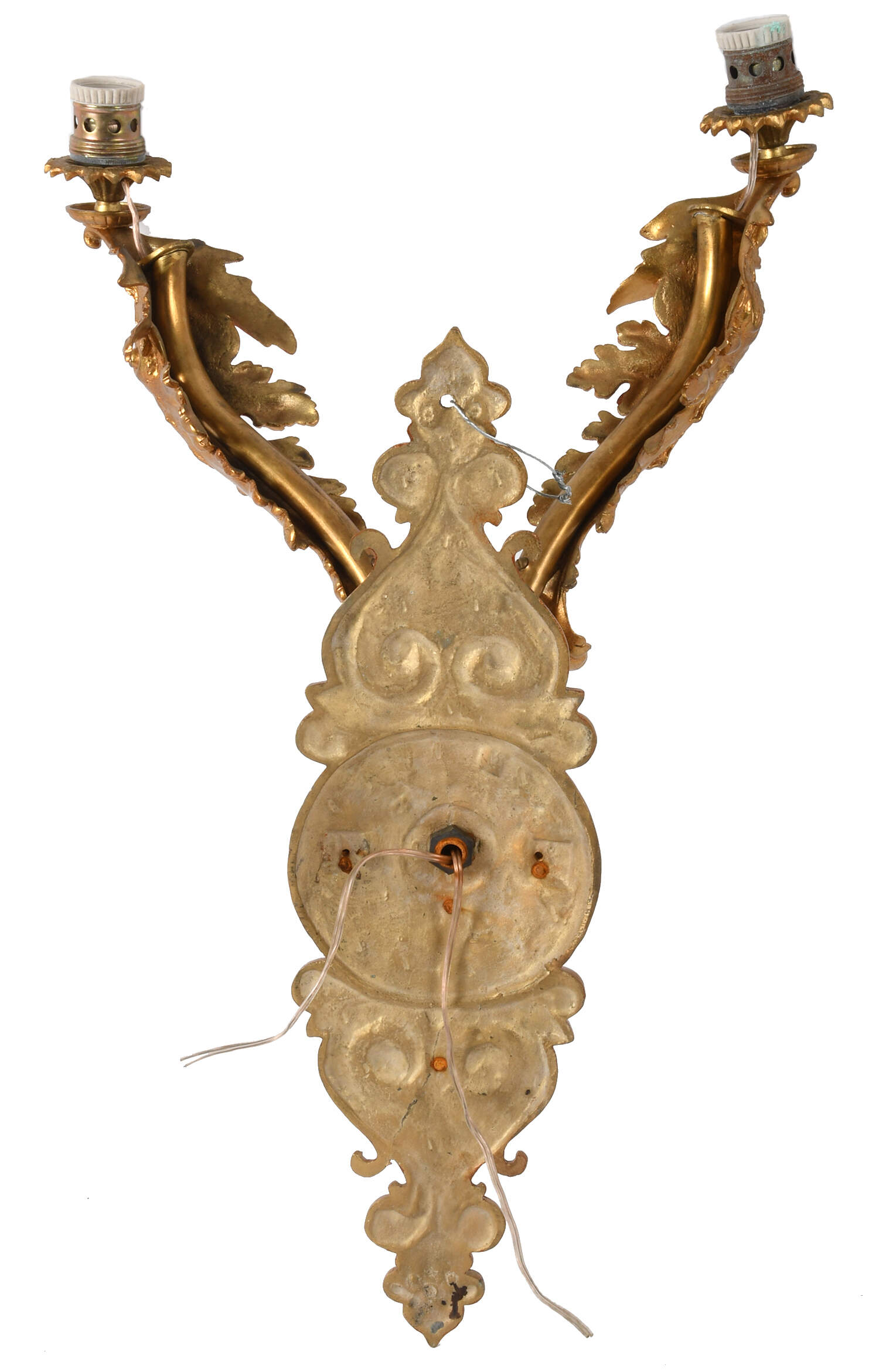 Louis XV-Style Gilt Lion's Head Two Arm Electric Wall Sconce-5
