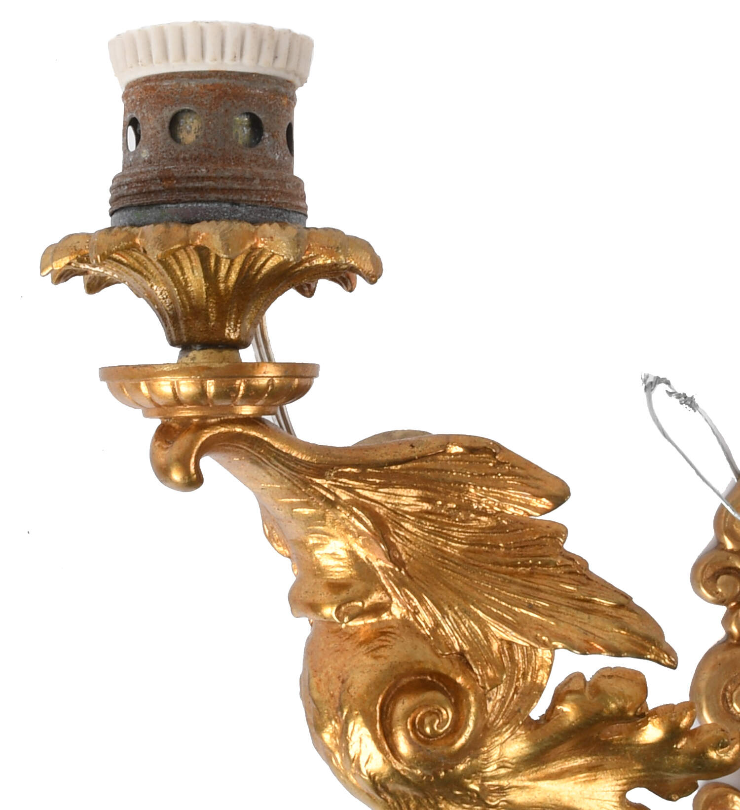 Louis XV-Style Gilt Lion's Head Two Arm Electric Wall Sconce-3
