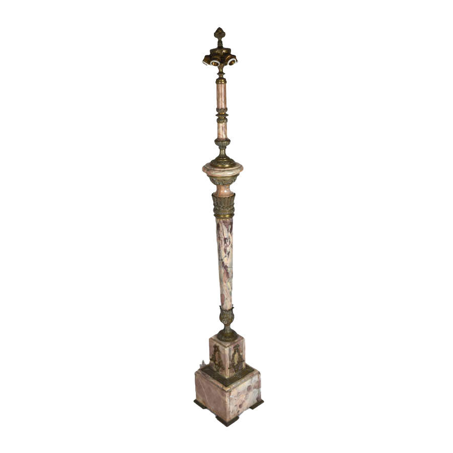 Antique Bronze and Alabaster Six Socket Torchère Floor Lamp-7