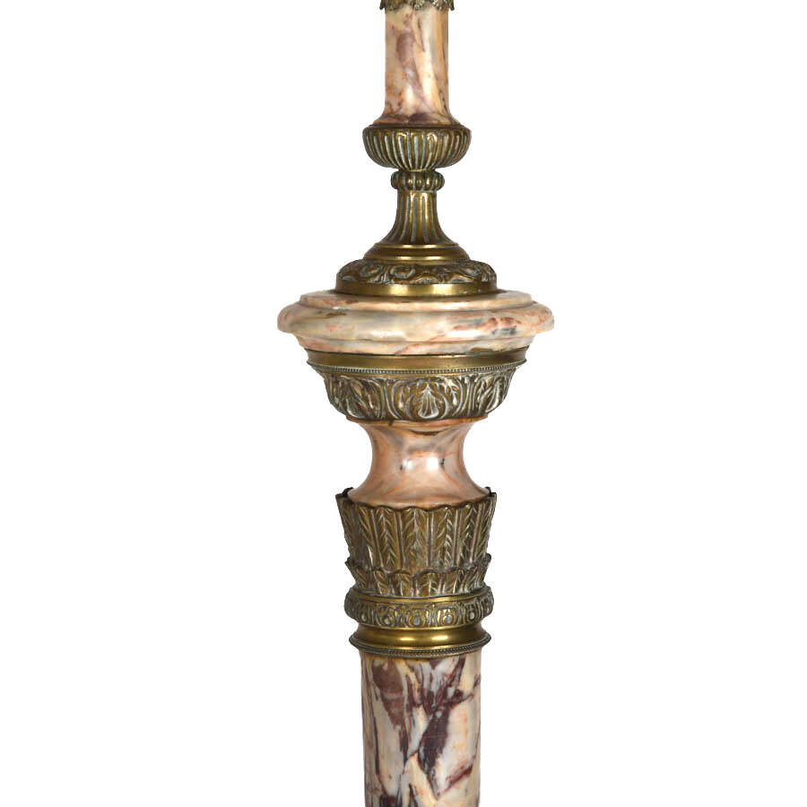 Antique Bronze and Alabaster Six Socket Torchère Floor Lamp-4
