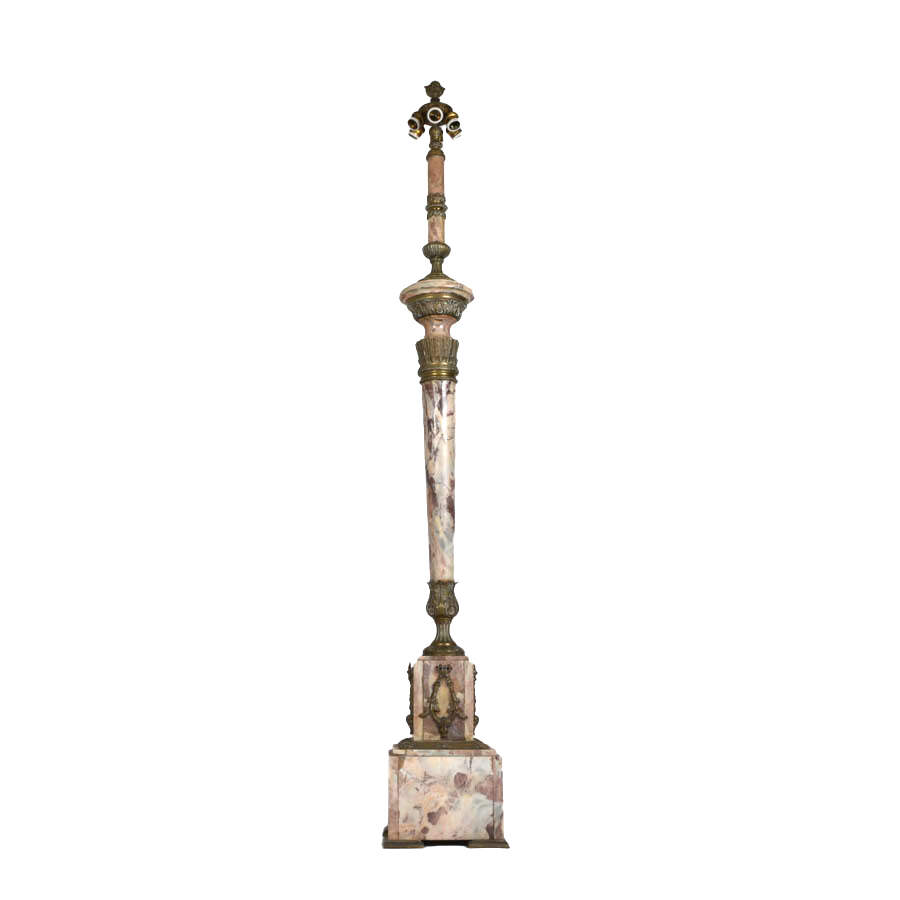 Antique Bronze and Alabaster Six Socket Torchère Floor Lamp-2