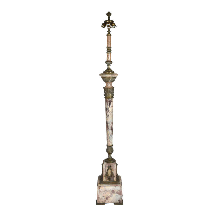 Antique Bronze and Alabaster Six Socket Torchère Floor Lamp-1