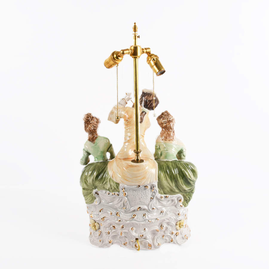 Italian Capodimonte Porcelain Figural Grouping Lamp-5