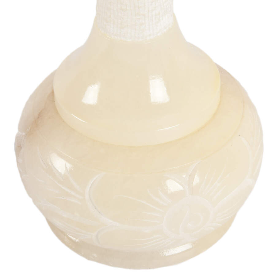 Carved Alabaster Lamp and Matching Shade-2