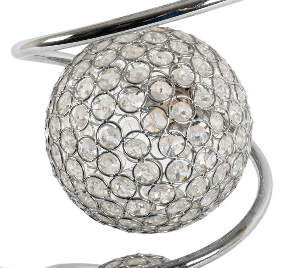 Modern Chrome Table Lamp with Crystal Spheres-3