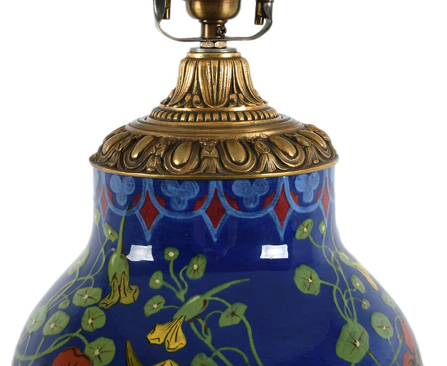 Hand Applied Enamel Nasturtium Two-Light Table Lamp-4