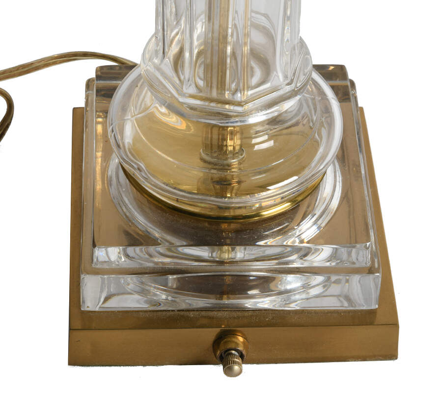 Brass and Crystal Corinthian Column Table Lamp-2