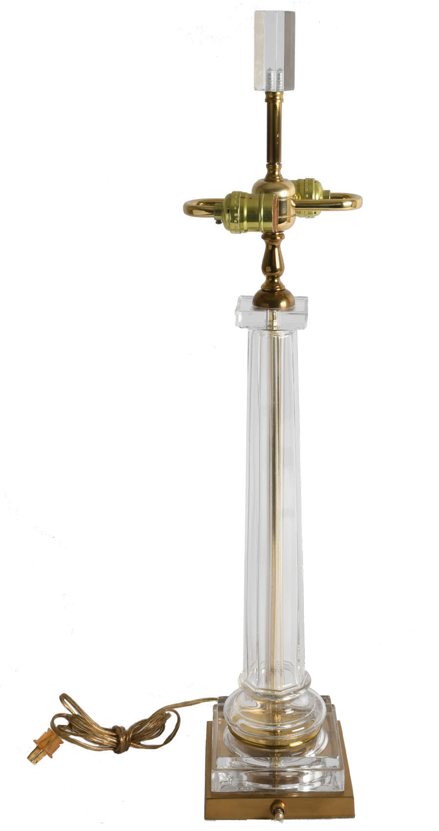Brass and Crystal Corinthian Column Table Lamp-1