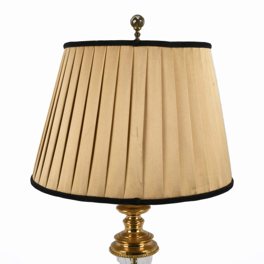 Large Brass and Crystal Table Lamp-2