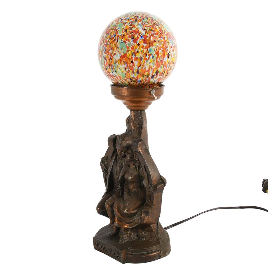 Art Deco Cast Metal Figural Couple Table Lamp-11