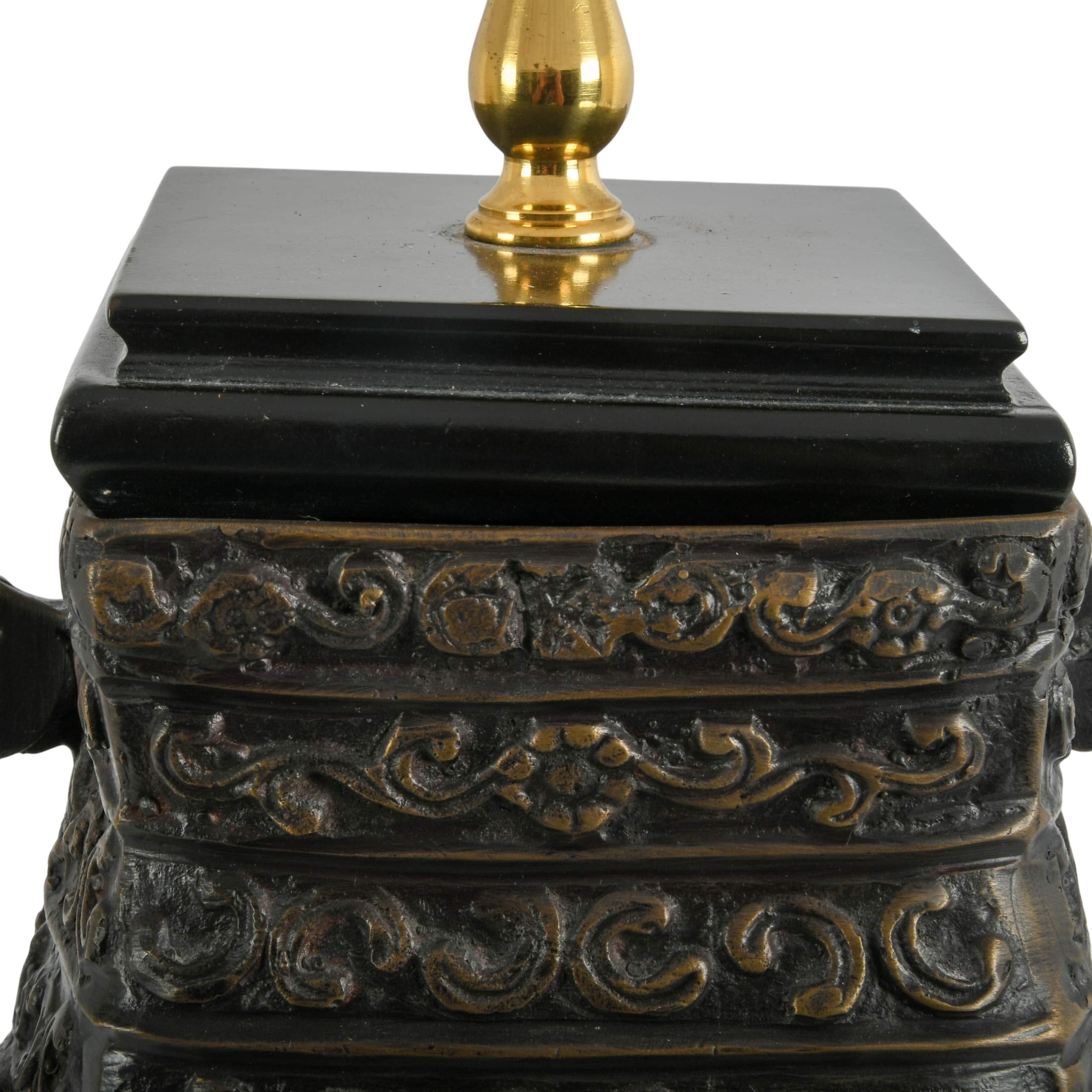 Converted Bronze Chinese Urn Lamp on Stand-5