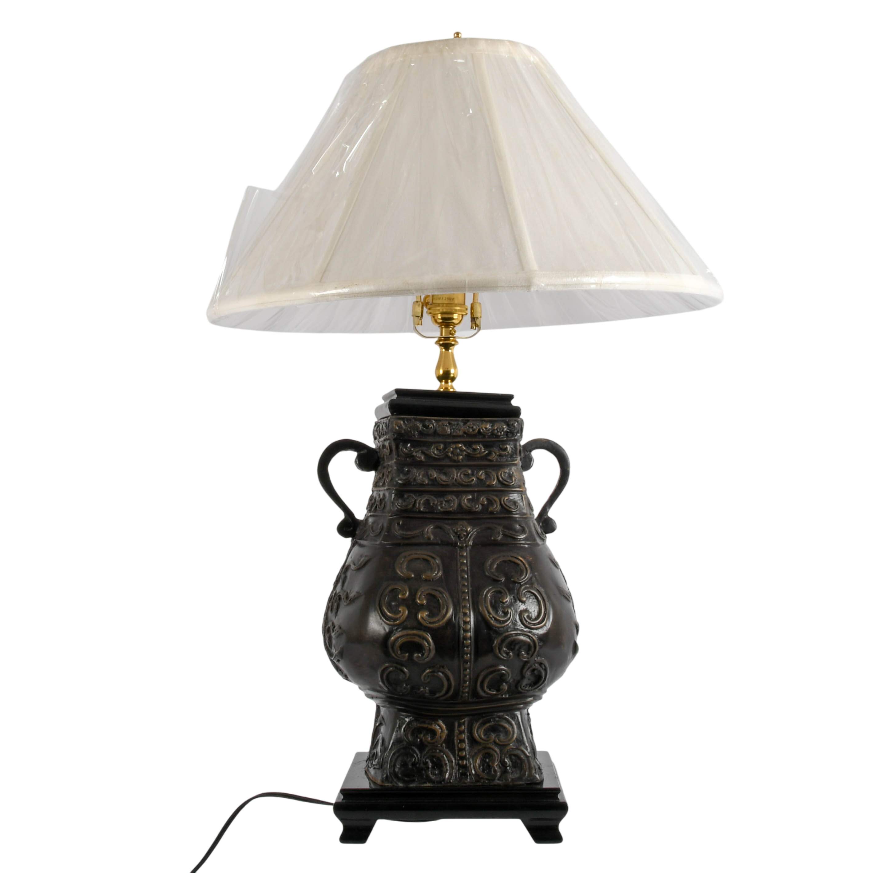 Converted Bronze Chinese Urn Lamp on Stand-2