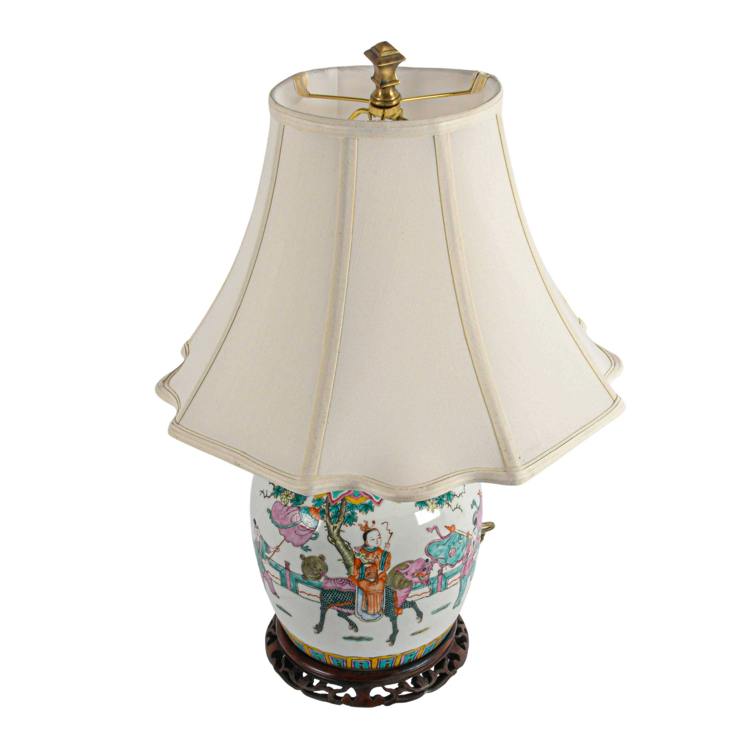Chinese Famille Rose Converted Ginger Jar Table Lamp-3